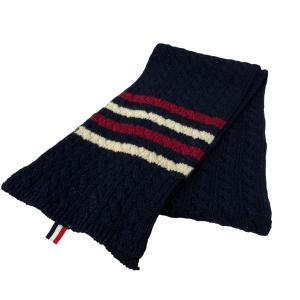 THOM BROWNE． NEW YORK マフラー MKS004B00015 ネイビー (EC)
