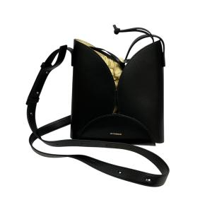 ジルサンダー JIL SANDER CURVE SMALL 巾着バッグ付きレザーショルダーバッグ ブラック サイズ：ONE SIZE