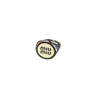 MIU MIU エナメルメタルリング シルバー×ホワイト サイズ：9号 (中目黒店)