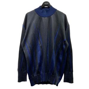 【値下げ】ISSEY MIYAKE MEN プリーツハイネックニット ME83KN236 ネイビー サイズ：3 (天神橋店)｜kindal