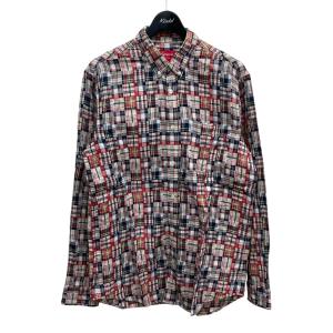 シュプリーム Supreme パッチワーク シャツ レッド サイズ：L