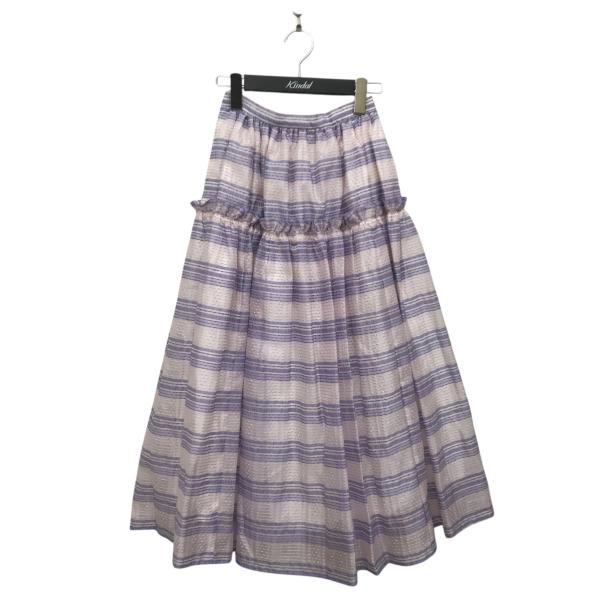 【値下げ】OBLI 米沢別注フリルチュールスカート バイオレット×ピンク サイズ：0 (フレスポ東大...