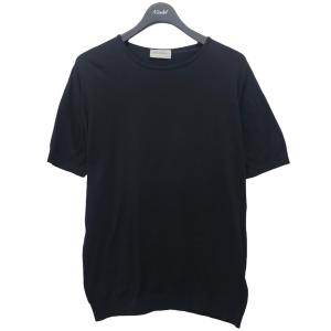 JOHN SMEDLEY クルーネックニットTシャツ ブラック サイズ：L (代官山店) 220502｜kindal