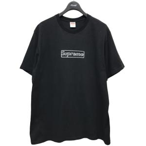 シュプリーム×カウズ Supreme×KAWS 「Chalk Box Logo Tee」 チョークストライプTシャツ ブラック サイズ：L