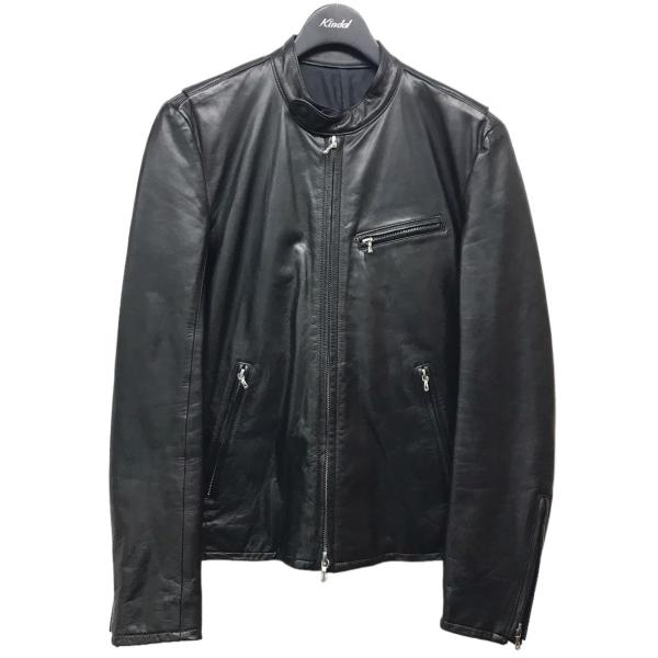 【値下げ】Lithium homme レザーシングルライダースジャケット ブラック サイズ：46 (...