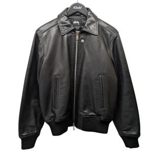 【値下げ】stussy 「LEATHER FLIGHT JACKET」レザーフライトジャケット ブラック サイズ：S (代官山店)