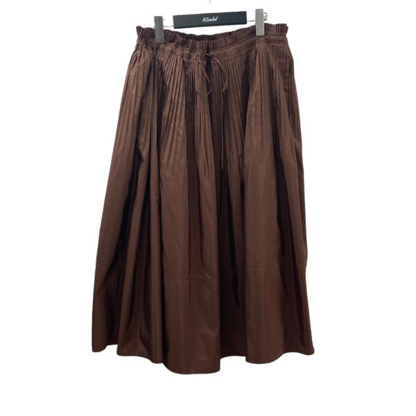 【値下げ】DRAWER シルクタフタウエストプリーツスカート シルク100％ ブラウン サイズ：38...