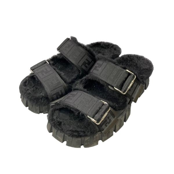 フェンディ FENDI 「Force sandals」 ファーサンダル ブラック サイズ：9