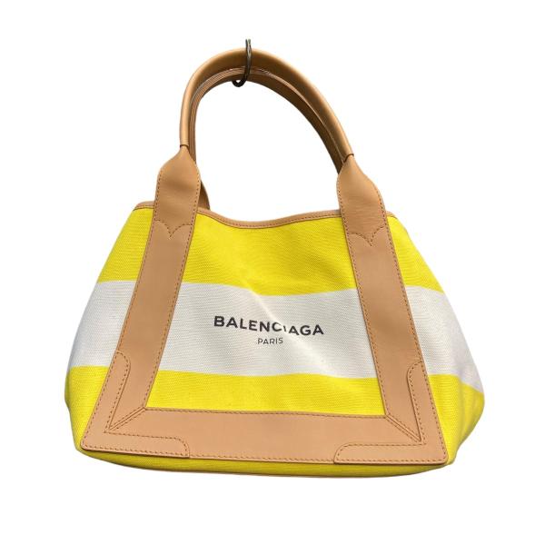 バレンシアガ BALENCIAGA ネイビーカバス イエロートートバッグ イエロー サイズ：ONE