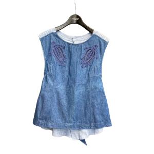 マメクロゴウチ mame kurogouchi 2021SS 「Embroidered Denim Top」 ドッキングエンブロイダリーデニムベスト｜kindal