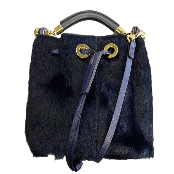 クロエ Chloe 「Gala bucket bag」 ハラコショルダーバッグ ネイビー サイズ：-