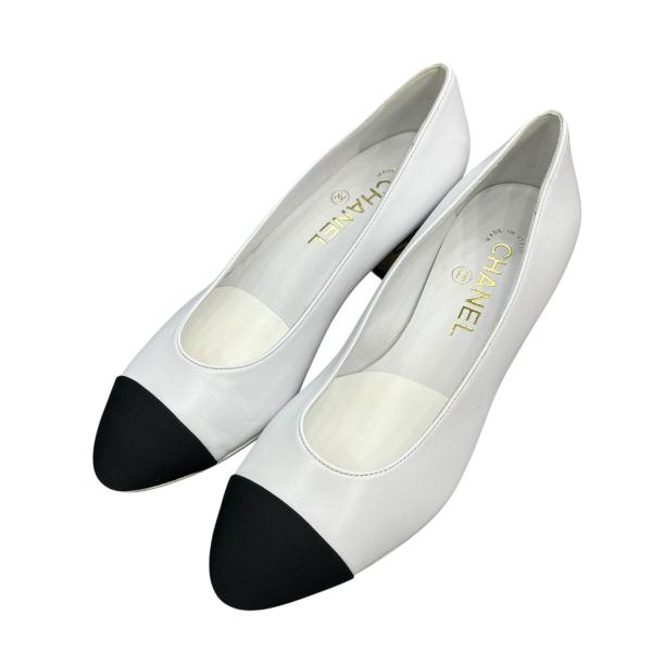 【値下げ】CHANEL ヒールパンプス G34906 ホワイト サイズ：361/2 (栄サウスピーク...