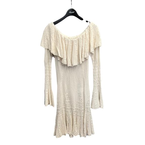 【値下げ】FETICO 24AW LACE KNIT OFF-SHOULDER MINI DRESS...