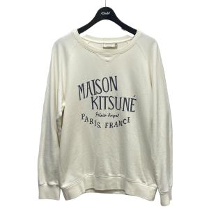 メゾンキツネ MAISON KITSUNE ロゴプリント クルーネックスウェット ホワイト サイズ：L｜kindal