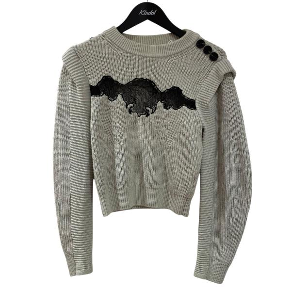 【値下げ】SELF PORTRAIT フロントレースニット グレー サイズ：M (EC)