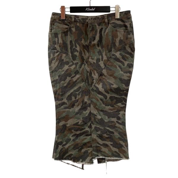 【値下げ】fax copy Express 迷彩柄スカート グリーン サイズ：L (EC)