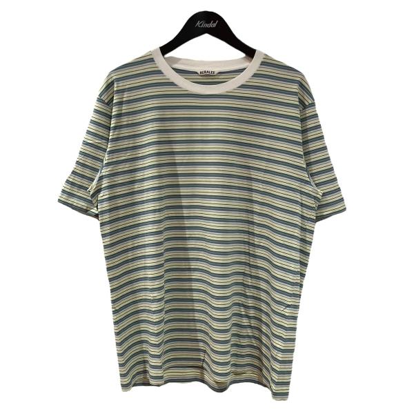 オーラリー AURALEE HARD TWIST COTTON BORDER TEE 半袖Tシャツ ...