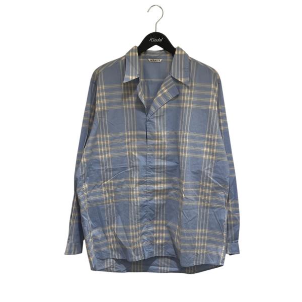 オーラリー AURALEE WASHED FINX TYPEWRITER CHECK P O SHI...
