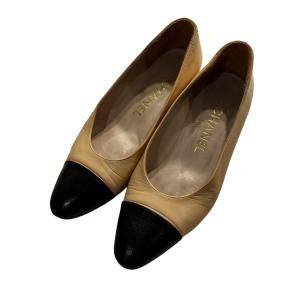 シャネル CHANEL パンプス 4372 ベージュ×ブラック サイズ：37