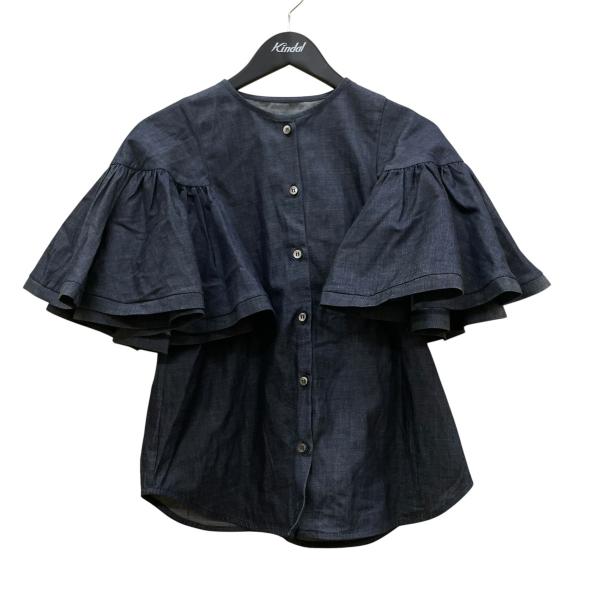 アロー aLORS 半袖ブラウス インディゴ サイズ：M-L