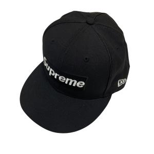 【値下げ】New Era×Supreme 17SS Box Logo Piping cap キャップ ブラック サイズ：7 5/8 (EC)