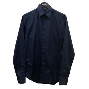 バレンシアガ BALENCIAGA 無地 長袖シャツ コットンシャツ 205083 TP100 ネイビー サイズ：37