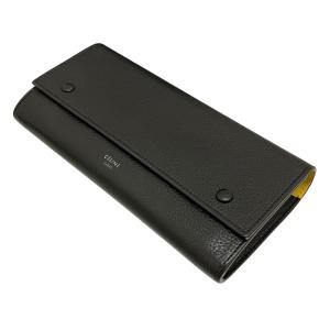 セリーヌ CELINE ラージフラップウォレット ブラック×イエロー