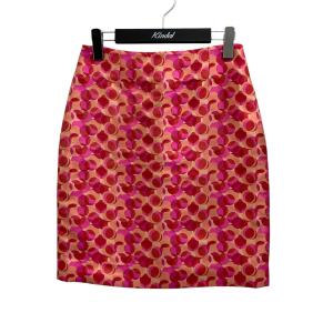 セリーヌ CELINE 総柄シルクスカート 2 2190／0748 ピンク サイズ：36