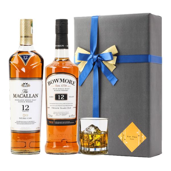 おしゃれ ラッピング 無料 プレ ゼント お酒 ギフト ボウモア 12年 マッカラン 12年 ダブル...