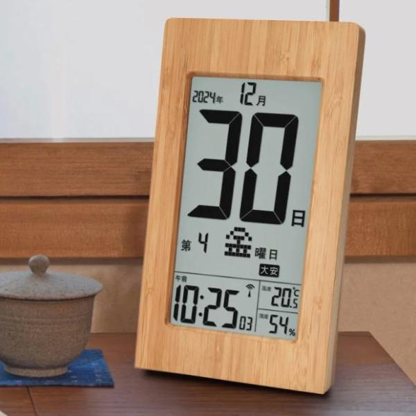 アデッソ竹の日めくり電波時計_THM-01