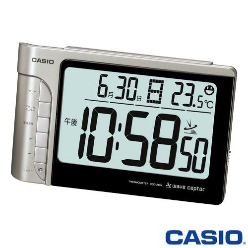 カシオ 電波 置き時計 温度計付き 240J (シルバー)