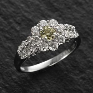 ＳＩクラス プラチナ９００ 計１.０ct ダイヤ リング 3313 鑑定書付き ( ダイヤモンド / SIクラス / ライトイエロー / GOODカット / リング / 0.25カラット )｜king