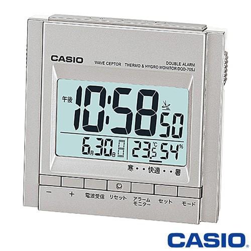カシオ ウェーブセプター 電波置き時計 705J (チタニウムシルバー) デジタル 温度・湿度計付き
