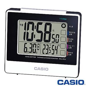 カシオ ウェーブセプター 電波置き時計 260J (ブラック×ホワイト) デジタル 温度/湿度・日付表示付き 生活環境お知らせ機能を搭載｜king