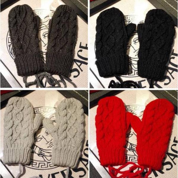 ミトン手袋　裏ボア ニット 暖かい 紐付き 可愛い手袋 通学グローブ エレガンス 秋冬 自転車 防寒...
