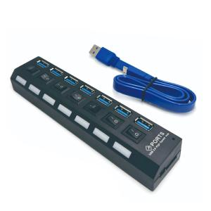 電源タップ USB 延長コード 5m 急速充電 USB 7ポート スイッチ 雷ガード 急速###ハブUSB-1T7-BK###｜kingdom-sp