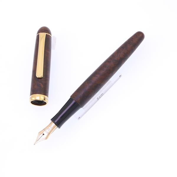 万年筆 プラチナ #3776 アカブライヤー 濃 太字 中古-難有品