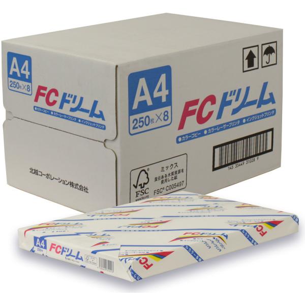 高白色PPC用紙 FCドリーム A4 250枚×8冊 2,000枚 北越コーポレーション コピー用紙...