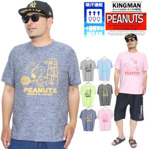 PEANUTS ピーナッツ 半袖 Tシャツ メンズ SNOOPY スヌーピー ドライ 吸汗速乾 プリント クルーネック カットソー 安い ワークマン プラス