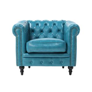 一人暮らし 家具 アンティーク ヴィンテージ ソファ ソファー 一人掛け カフェ 店舗 おしゃれ チェスターフィールド ビンテージ ターコイズ 水色 青色 VC1P49K