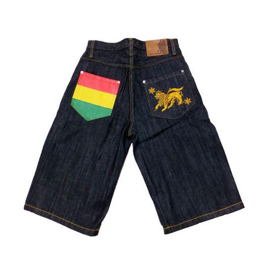 JAH  TRIBE(ジャートライブ) ライオン刺繍デニムショーツ/RASTA  ラスタ