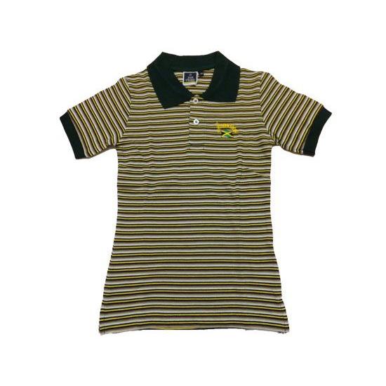 JAH TRIBE レディースREGGAE  ジャマイカ刺繍ポロシャツ/  GREEN  BORDE...