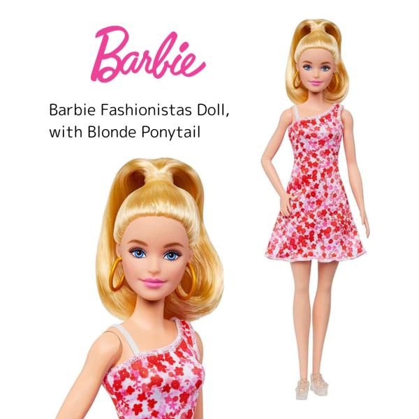 バービー ファッショニスタ バービードール ポニーテール フープイアリング 花柄ワンピース Barb...