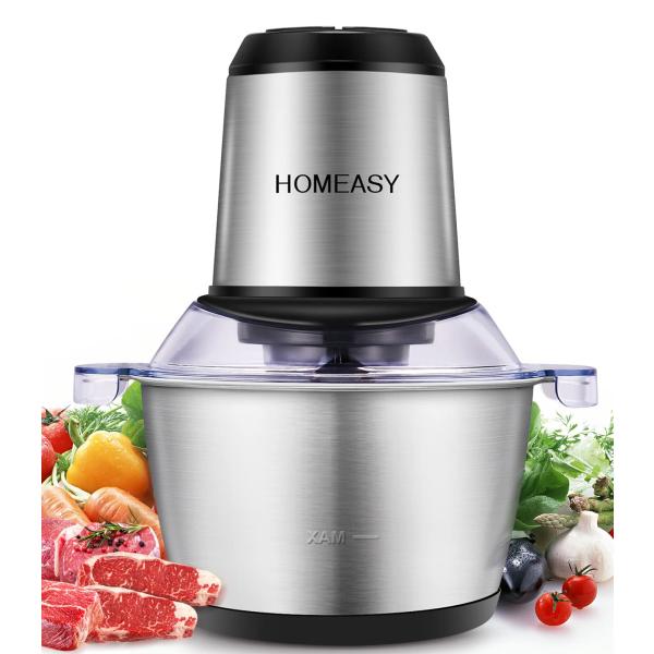 HOMEASY フードプロセッサー  1.8L大容量 4枚刃カッター 2段階スピード 350Wハイパ...