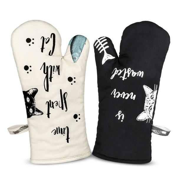 ミトン 鍋つかみ 猫 断熱オーブンミトン KINGTOP かわいいネコ オーブングローブ 耐熱温度2...