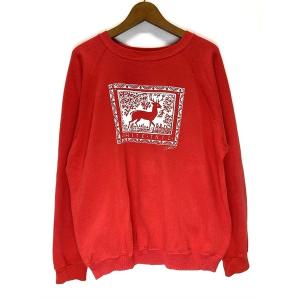 Hanes　WHITE TAIL　スウェット　80's vintage　クルーネック　ラグラン　裏起毛　プリント　古着｜kinji