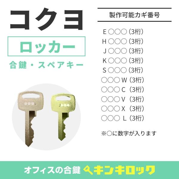 KOKUYO(コクヨ)　ロッカー・更衣ロッカー・多人数ロッカー　鍵番号から作成可　鍵・合鍵・スペアキ...