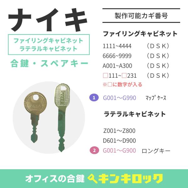 NAIKI(ナイキ)　合鍵　キャビネット・ラテラルキャビネット・ファイリングキャビネット　鍵番号から...