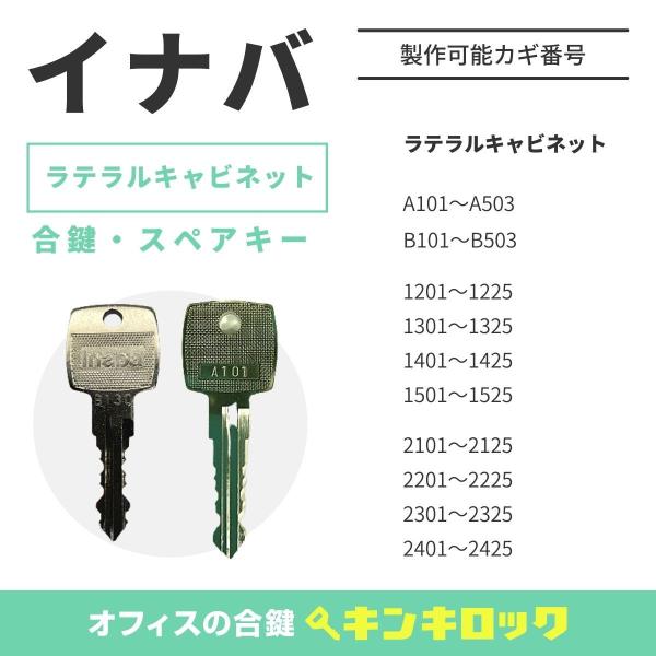 INABA(INB)(稲葉/イナバ)　合鍵　キャビネット・ラテラルキャビネット　鍵番号から作成可　ス...
