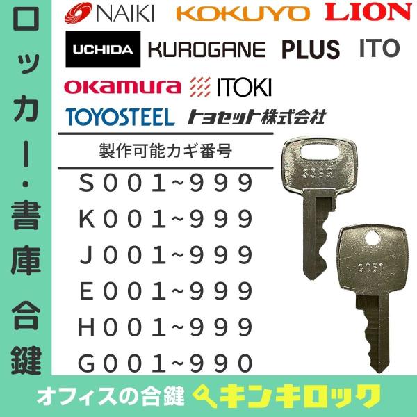 ロッカー・書庫 合鍵　【DAIYA】　S・K・J・E・H・G　鍵番号から作成可